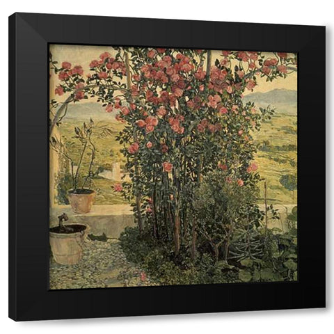 Street in Seville, Set Design, 1908 Black Modern Wood Framed Art Print by Golovin, Alexander