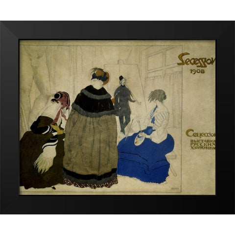 Secession 1908 Black Modern Wood Framed Art Print by Bakst, Leon