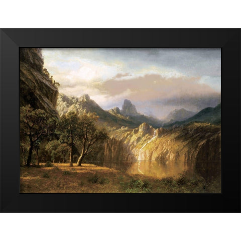 In The Valley Black Modern Wood Framed Art Print by Bierstadt, Albert