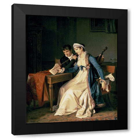 The Music Lesson Black Modern Wood Framed Art Print with Double Matting by Gerard, Marguerite