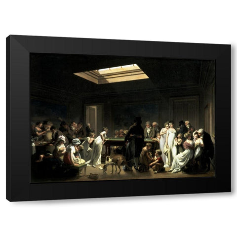 A Game Of Billiards Black Modern Wood Framed Art Print with Double Matting by Boilly, Louis Leopold