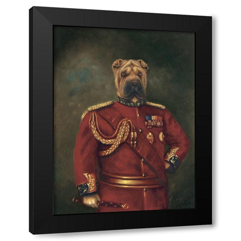 Major-General Woof Black Modern Wood Framed Art Print by Massy,