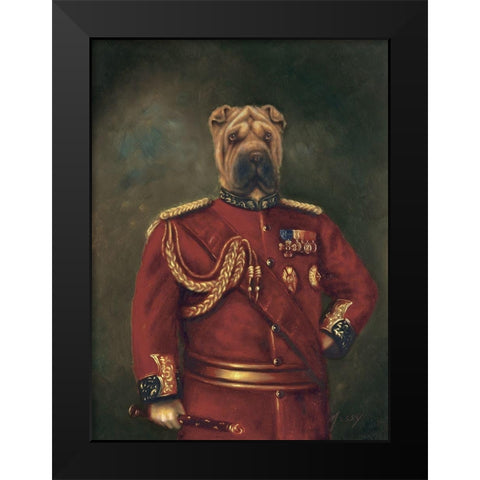 Major-General Woof Black Modern Wood Framed Art Print by Massy,