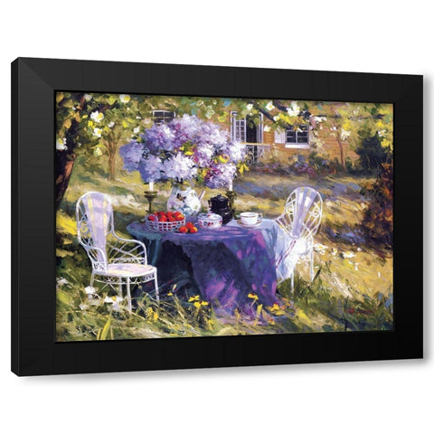 Lilac Tea Party Black Modern Wood Framed Art Print with Double Matting by Benjamin