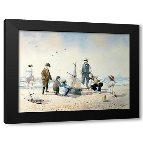 The New Boat Black Modern Wood Framed Art Print with Double Matting by Smith, Albert
