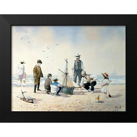 The New Boat Black Modern Wood Framed Art Print by Smith, Albert