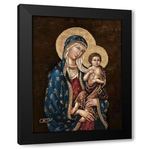 Madonna and Child Black Modern Wood Framed Art Print with Double Matting by Ortiz