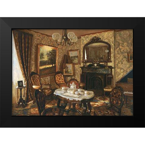 Red Music Room Black Modern Wood Framed Art Print by Brodie, Ian