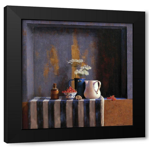 Striped Still Life II Black Modern Wood Framed Art Print with Double Matting by Landa, Julien
