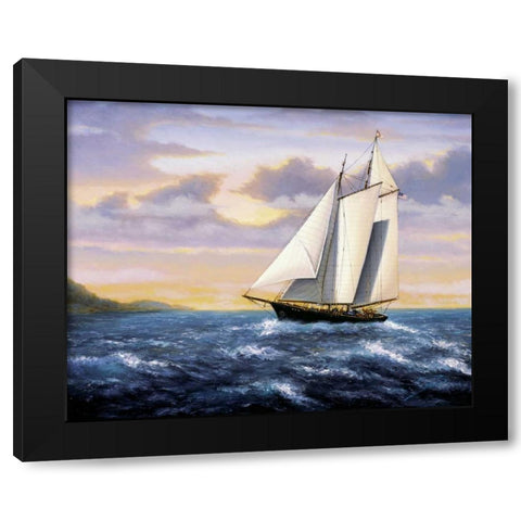 West Wind Sails Black Modern Wood Framed Art Print with Double Matting by Sambataro