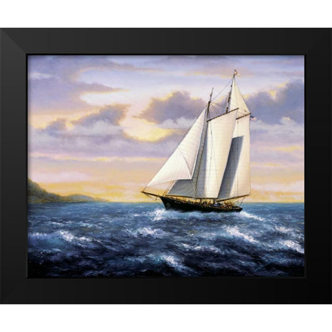 West Wind Sails Black Modern Wood Framed Art Print by Sambataro