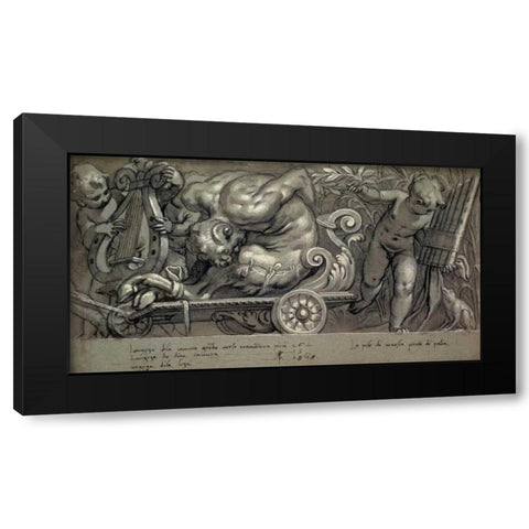 Dionysus and Putti Black Modern Wood Framed Art Print with Double Matting by Farinati, Paolo