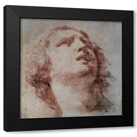 Study of a Head Looking Up Black Modern Wood Framed Art Print with Double Matting by Berrettini, Pietro