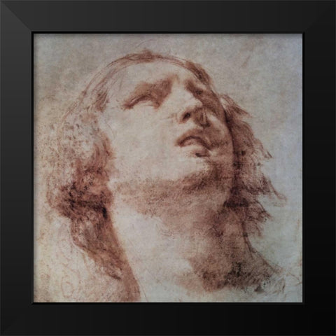 Study of a Head Looking Up Black Modern Wood Framed Art Print by Berrettini, Pietro