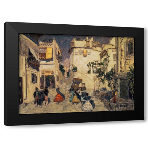 Peafowls Black Modern Wood Framed Art Print by Unknown