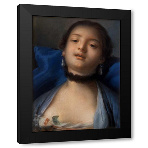 Portrait of a Woman Black Modern Wood Framed Art Print by Boucher, Francois