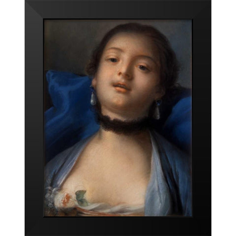 Portrait of a Woman Black Modern Wood Framed Art Print by Boucher, Francois