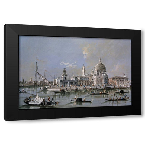 Dogana of Venice Black Modern Wood Framed Art Print by Guardi