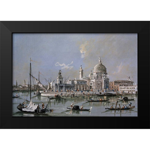 Dogana of Venice Black Modern Wood Framed Art Print by Guardi