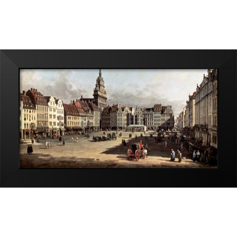 Dresden, the Old Market from Castle Street Black Modern Wood Framed Art Print by Bellotto, Bernardo