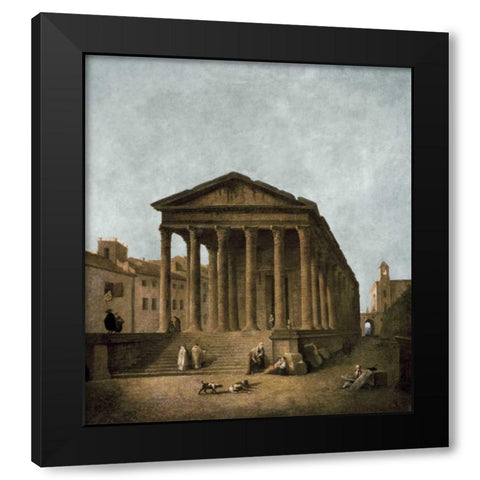 Temple of Augustus in Nimes, 1783 Black Modern Wood Framed Art Print with Double Matting by Robert, Hubert