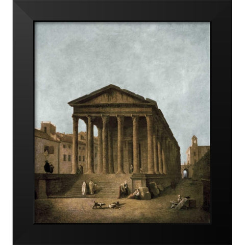 Temple of Augustus in Nimes, 1783 Black Modern Wood Framed Art Print by Robert, Hubert