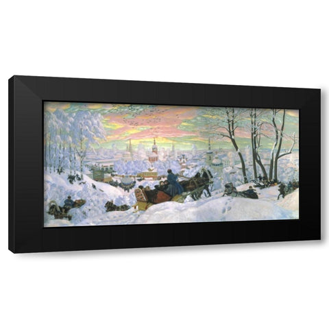 Arriving for Shrove-Tide, 1916 Black Modern Wood Framed Art Print by Kustodiev, Boris
