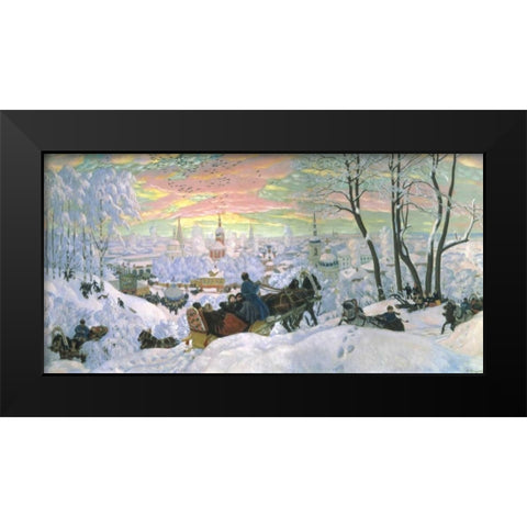 Arriving for Shrove-Tide, 1916 Black Modern Wood Framed Art Print by Kustodiev, Boris