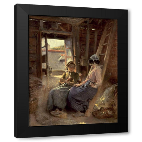 Sisters Black Modern Wood Framed Art Print by Makovski, Konstantin