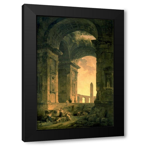 The Landscape with Obelisk Black Modern Wood Framed Art Print with Double Matting by Robert, Hubert