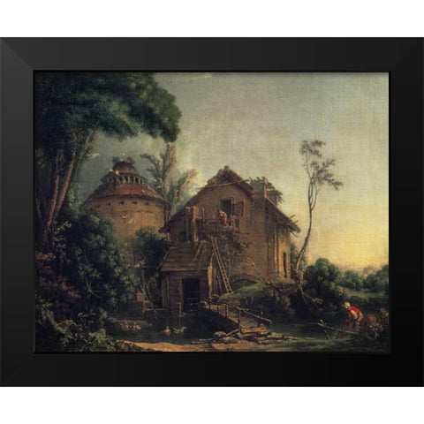Country Home Black Modern Wood Framed Art Print by Boucher, Francois