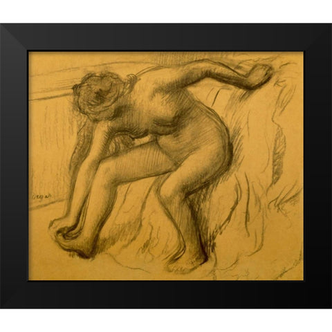 After Bath, 1892 Black Modern Wood Framed Art Print by Degas, Edgar