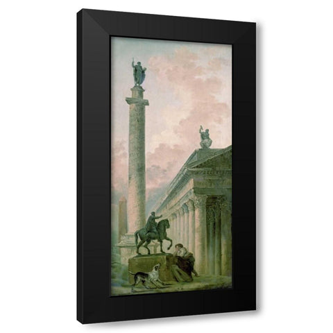 Roman Obelisk Black Modern Wood Framed Art Print with Double Matting by Robert, Hubert