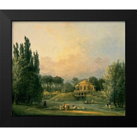 Italian Tempietto in a Park Black Modern Wood Framed Art Print by Robert, Hubert