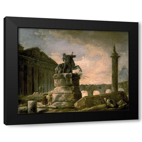 Architectural Landscape with Obelisk Black Modern Wood Framed Art Print by Robert, Hubert