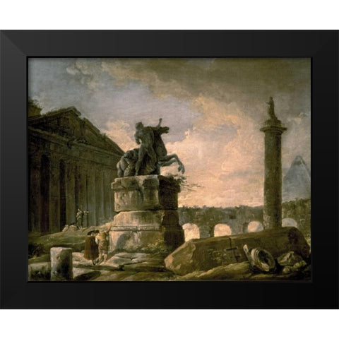 Architectural Landscape with Obelisk Black Modern Wood Framed Art Print by Robert, Hubert