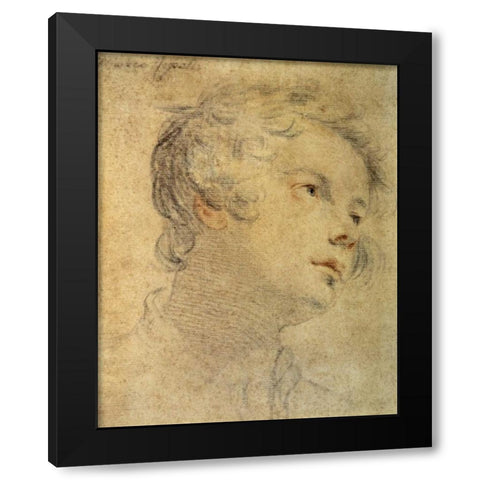 Head of a Youth Black Modern Wood Framed Art Print by Rosselli, Matteo