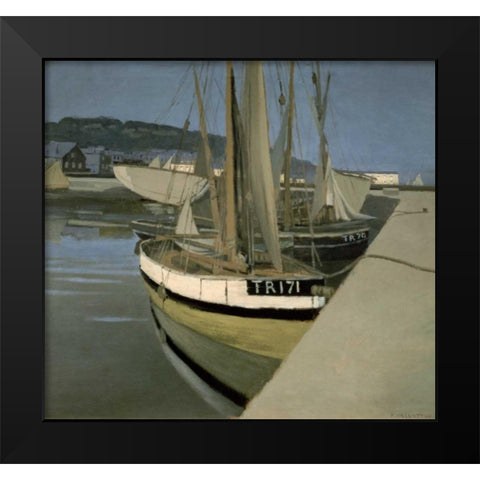 Sailboats in the Bay of Tregastel Black Modern Wood Framed Art Print by Vallotton, Felix