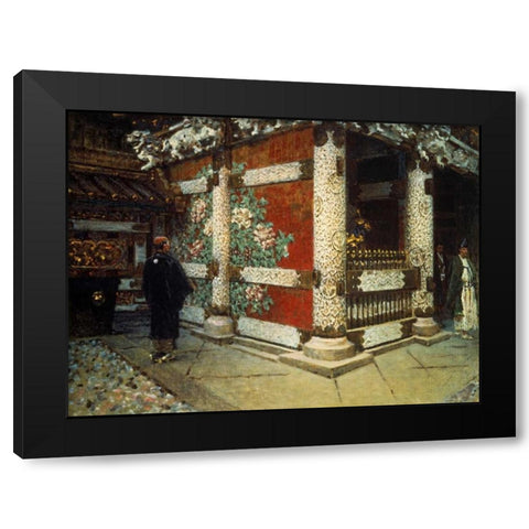 Shinto Temple in Nikko Black Modern Wood Framed Art Print by Vereshchagin, Vasily