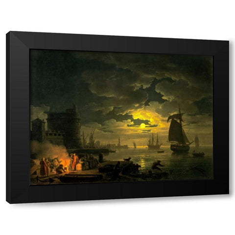 Black Modern Wood Framed Art Print with Double Matting by Vernet, Claude Joseph