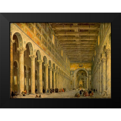 Interior of the Church of San Paolo Fuori Le Mura, Black Modern Wood Framed Art Print by Pannini, Giovanni Paolo