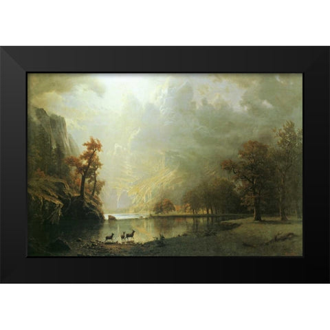 Sierra Nevada Morning Black Modern Wood Framed Art Print by Bierstadt, Albert