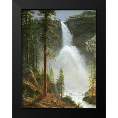 Nevada Falls Black Modern Wood Framed Art Print by Bierstadt, Albert