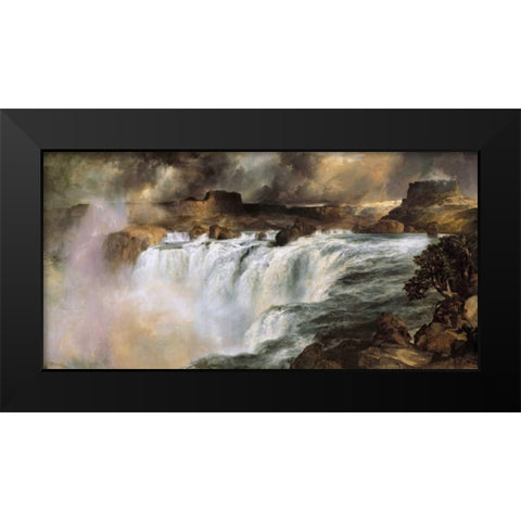 Shoshone Falls on the Snake River Black Modern Wood Framed Art Print by Moran, Thomas