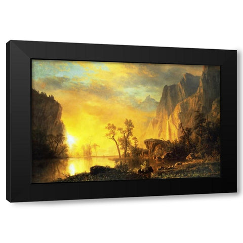 Sunset in the Rockies Black Modern Wood Framed Art Print with Double Matting by Bierstadt, Albert