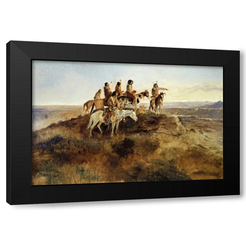 Signal Smoke Black Modern Wood Framed Art Print by Russell, Charles M.