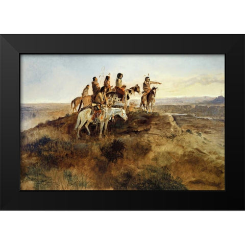 Signal Smoke Black Modern Wood Framed Art Print by Russell, Charles M.