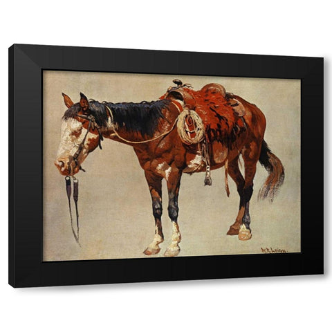 Navajo Pony Black Modern Wood Framed Art Print by Leigh, William R.