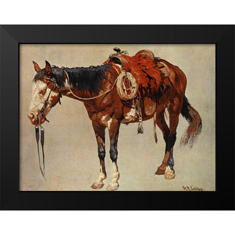 Navajo Pony Black Modern Wood Framed Art Print by Leigh, William R.