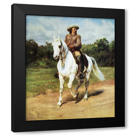 Col. William F. Cody (Buffalo Bill) Black Modern Wood Framed Art Print with Double Matting by Bonheur, Rosa